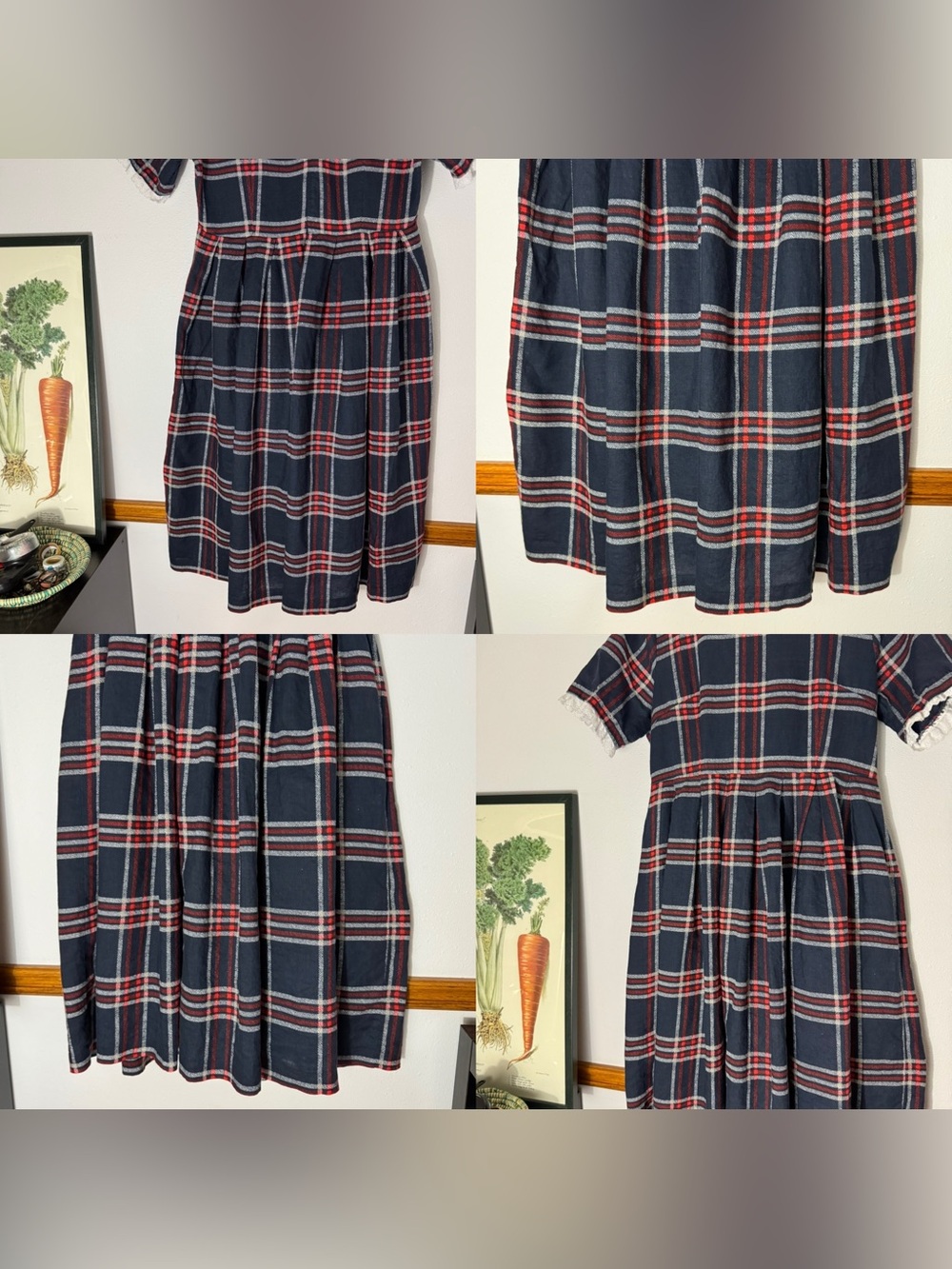 Dainty Jewells Highland Plaid dress with scalloped lace trim and belt size L - Picture 10 of 16